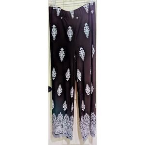 NWT Roz & Ali Palazzo Pull On Pants Womens Black White Sz 3X
